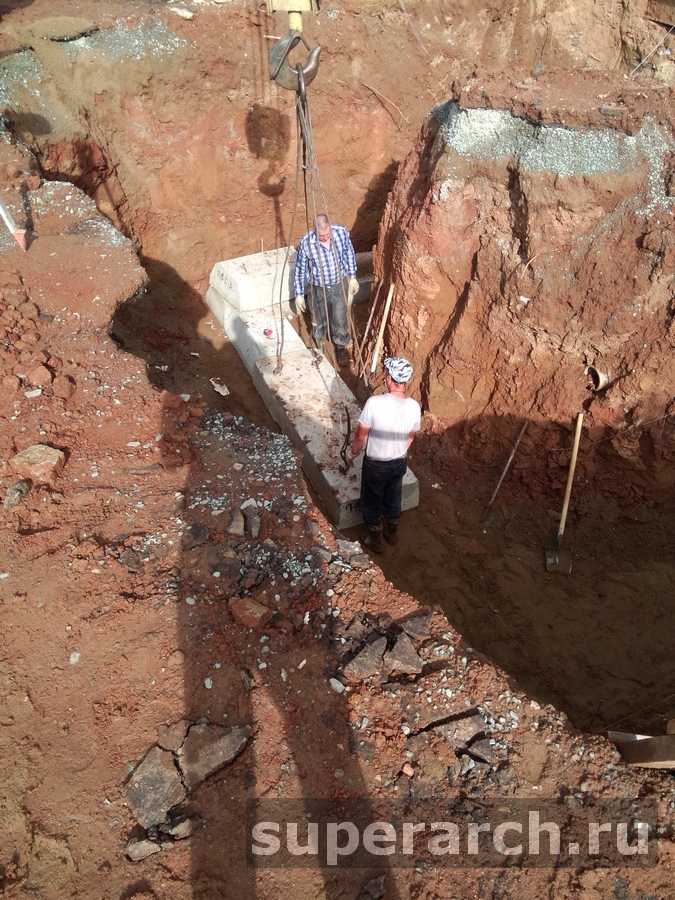 Монтаж ФБС-ленточный фундамент